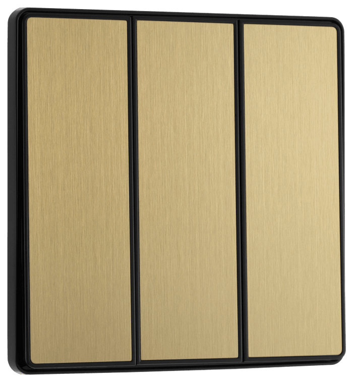 BG Evolve Satin Brass 3G 2-Way Switch, Edge Rocker - PCDSB43EB-01