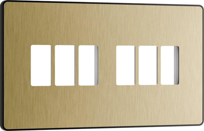 BG Evolve Satin Brass 6 module front plate - MPCDSB6B-01