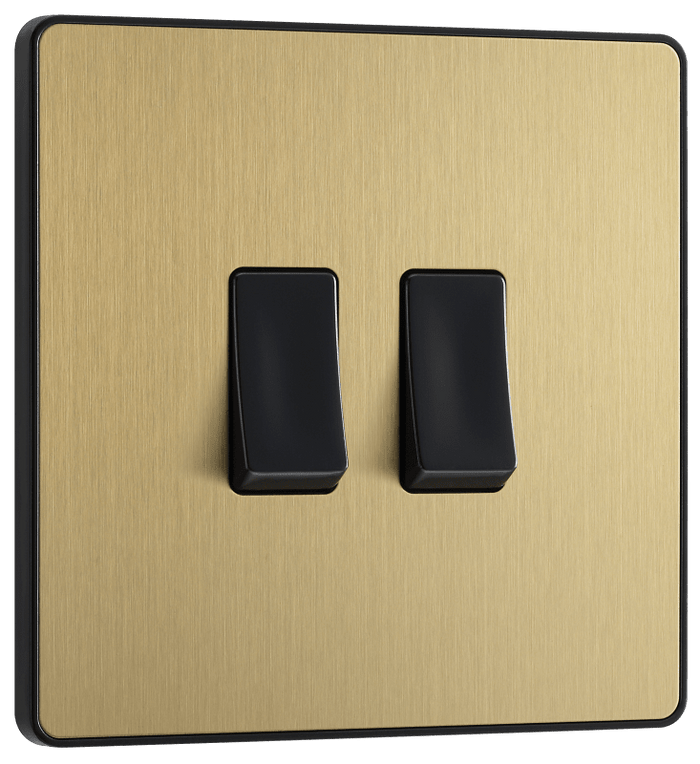 BG Evolve Satin Brass Double, 2 way switch - PCDSB42B-01