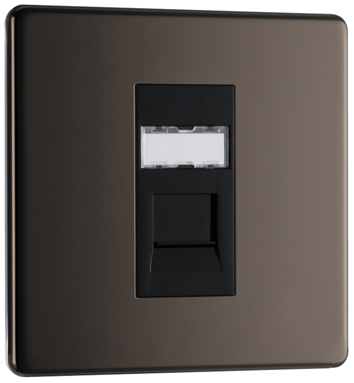 BG Nexus Flatplate Black Nickel 1G RJ45 data socket - FBNRJ451-01