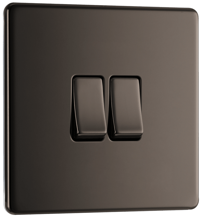 BG Nexus Flatplate Black Nickel 2G 2-Way Switch - FBN42-01