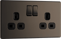 BG Nexus Flatplate Black Nickel 2G DP Switch - FBN22B-01