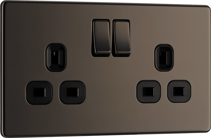 BG Nexus Flatplate Black Nickel 2G DP Switch - FBN22B-01