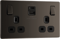 BG Nexus Flatplate Black Nickel 2G SP Switch, USB-A+C 22W - FBN22UAC22B-01