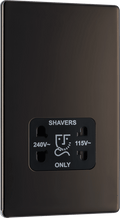 BG Nexus Flatplate Black Nickel Dual Voltage Shaver Socket - FBN20B-01