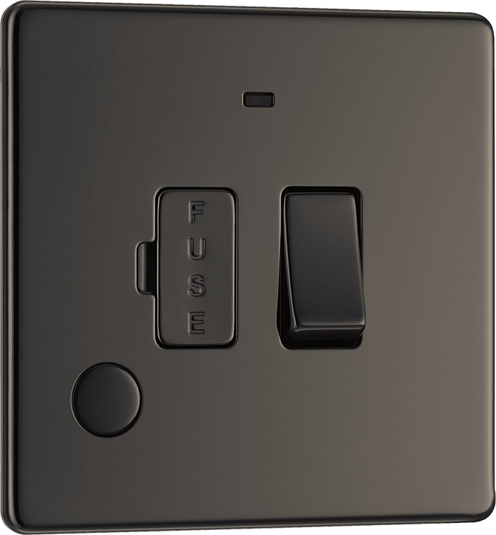 BG Nexus Flatplate Black Nickel Switched/Fused w/ Indicator+Flex Outlet - FBN53-01
