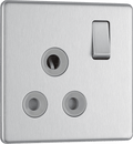 BG Nexus Flatplate Brushed Steel 15A Switched Round Pin - FBS99G-01