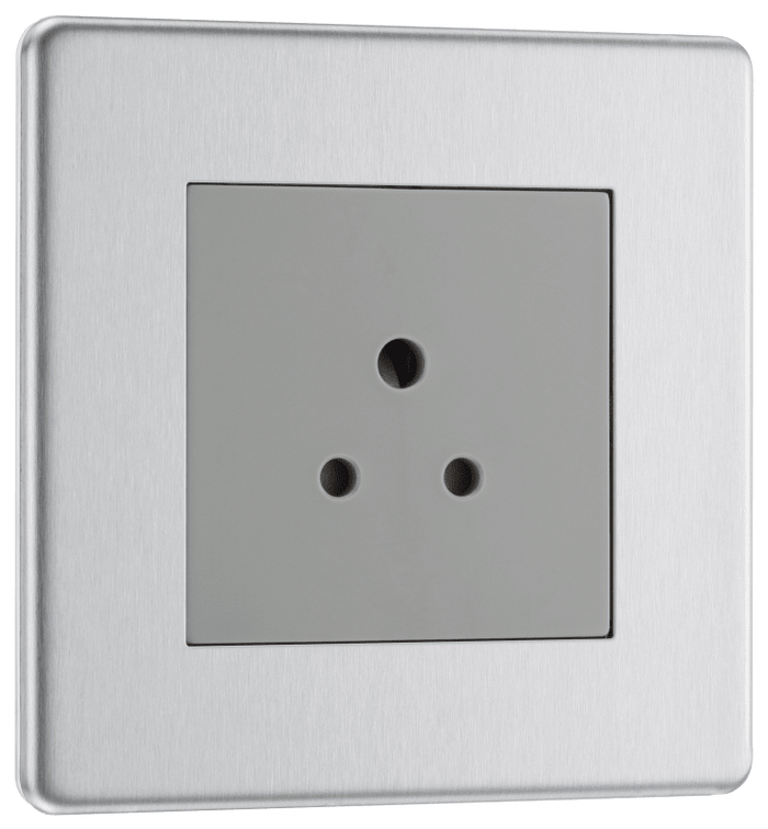 BG Nexus Flatplate Brushed Steel 2A Unswitched Round Pin - FBS28G-01