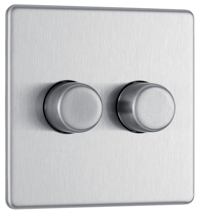 BG Nexus Flatplate Brushed Steel 2G 2-Way Push - FBS82-01
