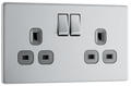 BG Nexus Flatplate Brushed Steel 2G DP Switch - FBS22G-01