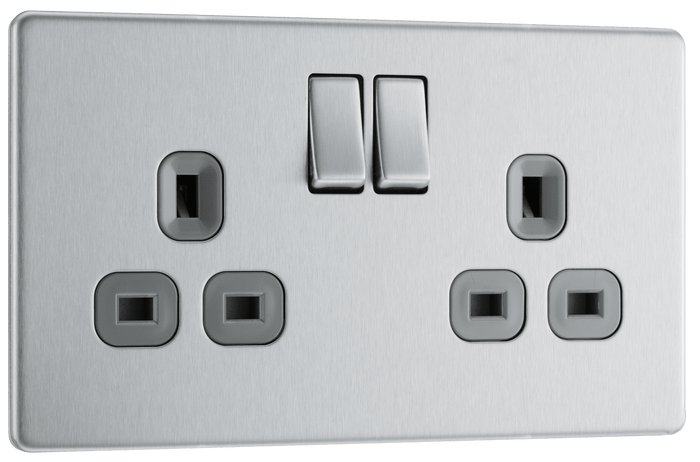 BG Nexus Flatplate Brushed Steel 2G DP Switch - FBS22G-01