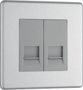 BG Nexus Flatplate Brushed Steel 2G telephone socket, secondary - FBSBTS2-01