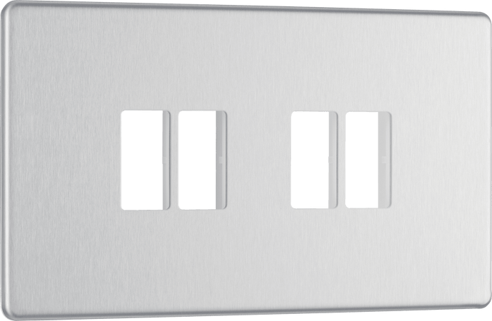 BG Nexus Flatplate Brushed Steel 4 module plate - MFBS4-01