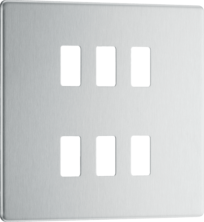 BG Nexus Flatplate Brushed Steel 6 module, square - RFBS6-01