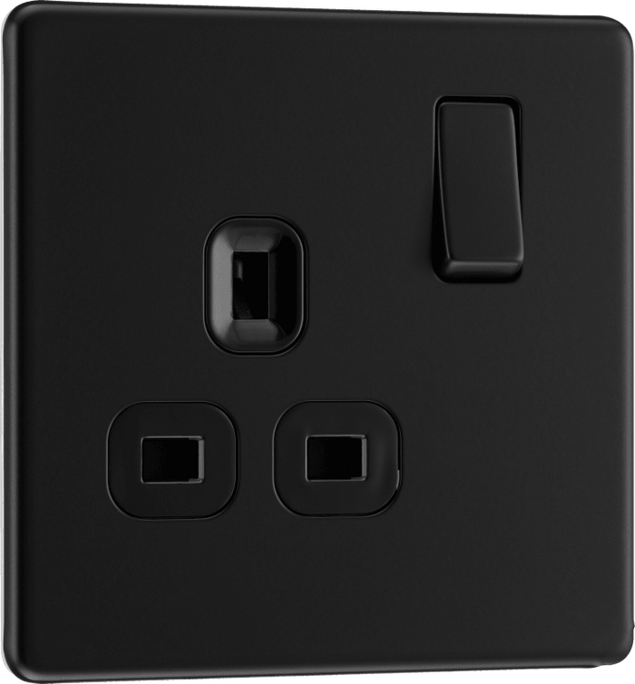 BG Nexus Flatplate Matt Black 1G DP Switch - FFB21B-01