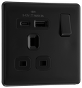 BG Nexus Flatplate Matt Black 1G SP Switch, USB-A+C - FFB21UAC18B-01