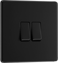 BG Nexus Flatplate Matt Black 2G 2-Way Switch - FFB42-01