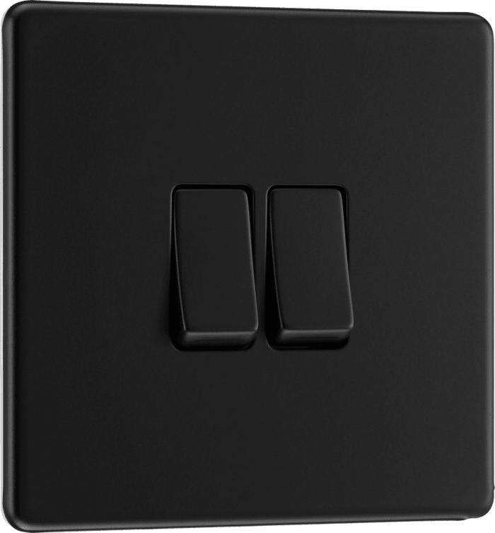 BG Nexus Flatplate Matt Black 2G 2-Way Switch - FFB42-01
