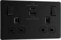 BG Nexus Flatplate Matt Black 2G SP Switch, USB-A+C 22W - FFB22UAC22B-01