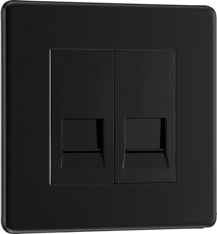 BG Nexus Flatplate Matt Black 2G telephone socket, master - FFBBTM2-01