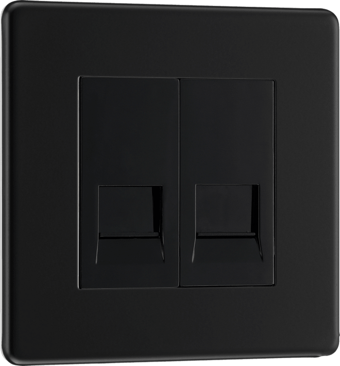 BG Nexus Flatplate Matt Black 2G telephone socket, secondary - FFBBTS2-01