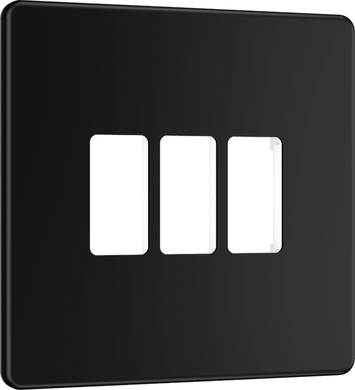 BG Nexus Flatplate Matt Black 3 module plate - MFFB3-01