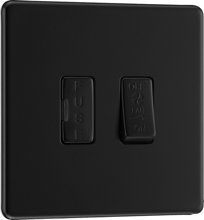 BG Nexus Flatplate Matt Black 3-Pole Fused Fan Isolator - FFB15F-01
