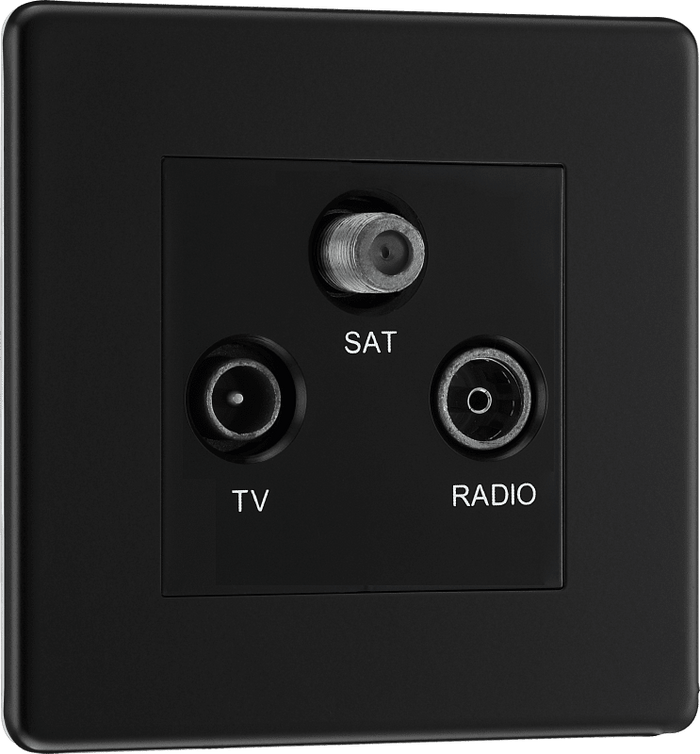 BG Nexus Flatplate Matt Black 3G TV/FM/SAT Triplex Screened - FFB67-01