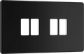 BG Nexus Flatplate Matt Black 4 module plate - MFFB4-01