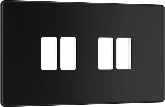 BG Nexus Flatplate Matt Black 4 module plate - MFFB4-01
