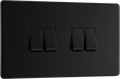 BG Nexus Flatplate Matt Black 4G 2-Way Switch - FFB44-01