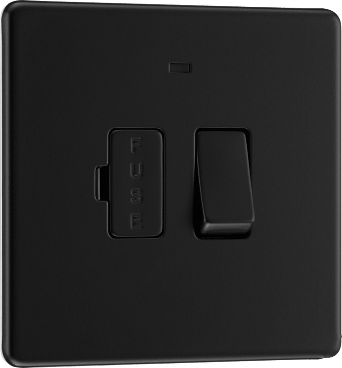 BG Nexus Flatplate Matt Black Switched & Fused w/ Indicator - FFB52-01