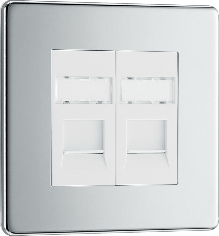 BG Nexus Flatplate Polished Chrome 2G RJ45 telephone socket - FPCRJ452-01