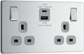 BG Nexus Flatplate Polished Chrome 2G SP Switch, USB-A+C 22W - FPC22UAC22G-01