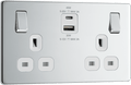 BG Nexus Flatplate Polished Chrome 2G SP Switch, USB-A+C 45W - FPC22UAC45W-01