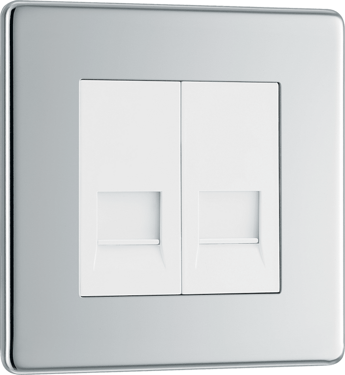 BG Nexus Flatplate Polished Chrome 2G telephone socket, master - FPCBTM2-01