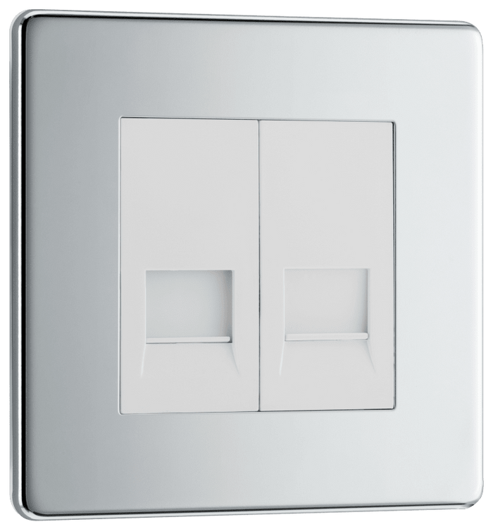 BG Nexus Flatplate Polished Chrome 2G telephone socket, secondary - FPCBTS2-01