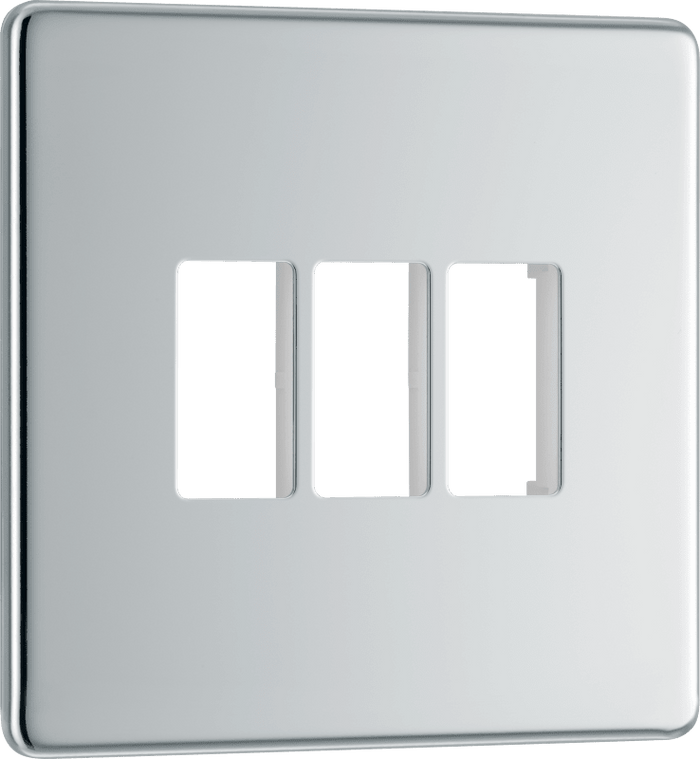 BG Nexus Flatplate Polished Chrome 3 module plate - MFPC3-01