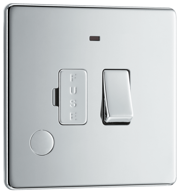BG Nexus Flatplate Polished Chrome Switched/Fused w/ Indicator+Flex Outlet - FPC53-01