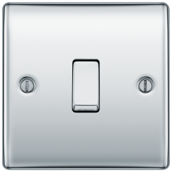 BG Nexus Metal Polished Chrome 16Ax 1 Gang Light Switch