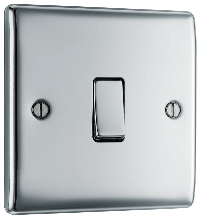 BG Nexus Metal Polished Chrome 16Ax 1 Gang Light Switch