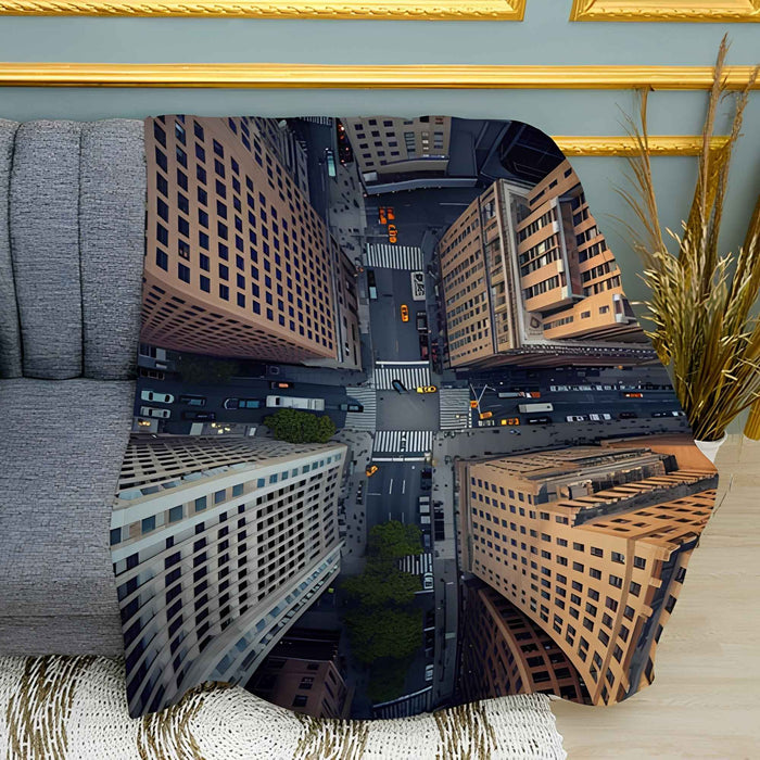 Big City Skyscrapers Architecture Print Plush Fleece Throw Blanket