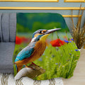 Bird in a Field Print Plush Fleece Throw Blanket