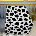 Black and White Cow Pattern Plush Fleece Throw Blanket