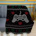 Black Gamer Style Print Plush Fleece Throw Blanket