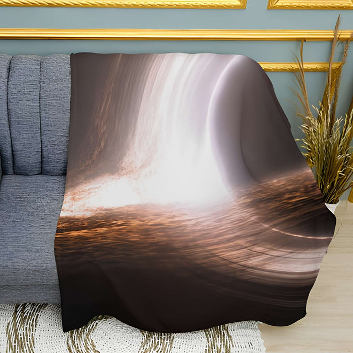 Black Hole Deep Space Galaxy Print Plush Fleece Throw Blanket