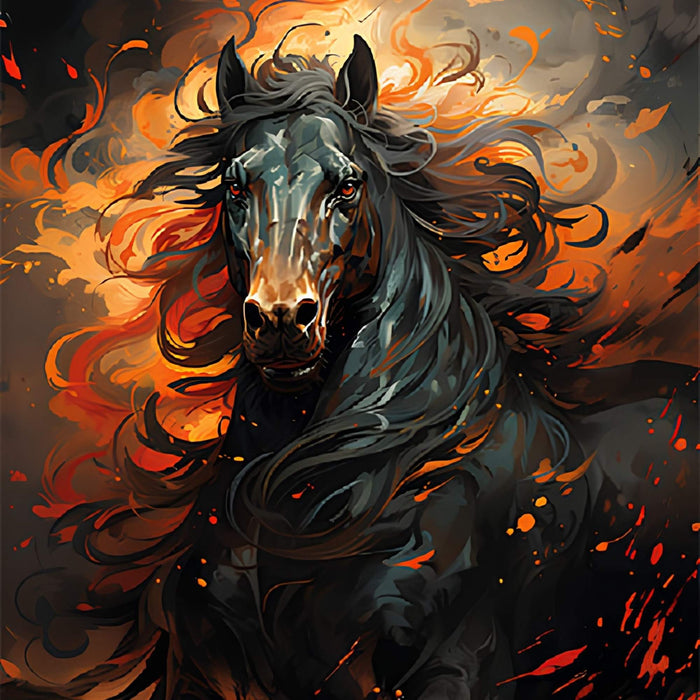 Black Horse Graphic Print Plush Fleece Throw Blanket