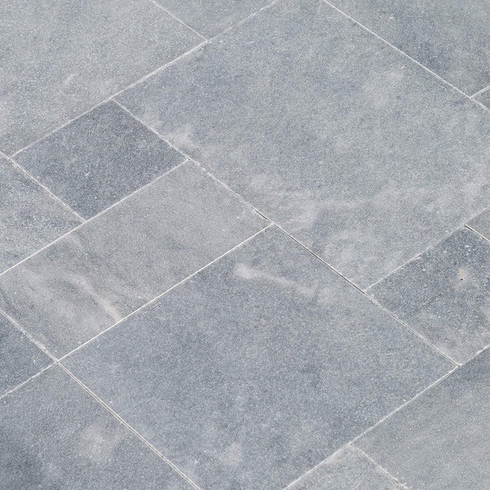 Blue Stone French Pattern Set Marble Tiles in Sand Blasted Brushed Soft Edge