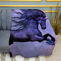 Blue Unicorn Fantasy Print Plush Fleece Throw Blanket