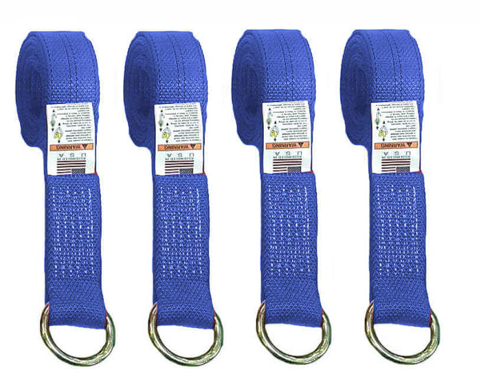 Blue Wheel lift Straps O-Ring Diamond Weave used for car transportation